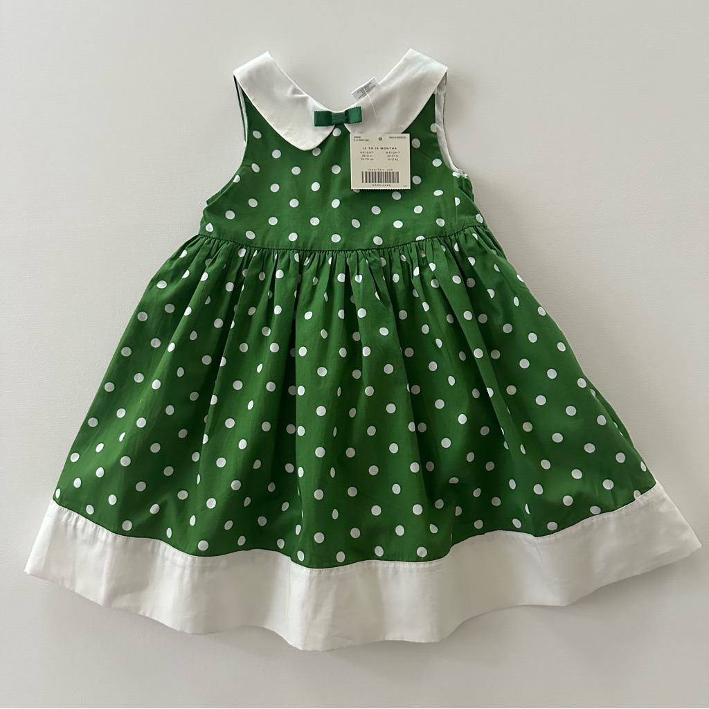 Janie And Jack 12-18 Months Green Polka Dot Dress Nwt Spring Summer Easter